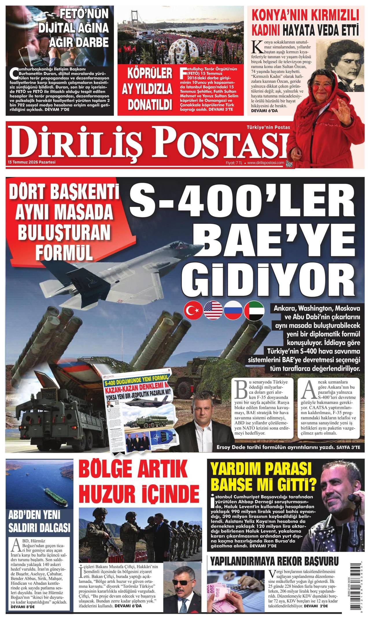 Diriliş Postası Gazetesi Gazete Manşeti