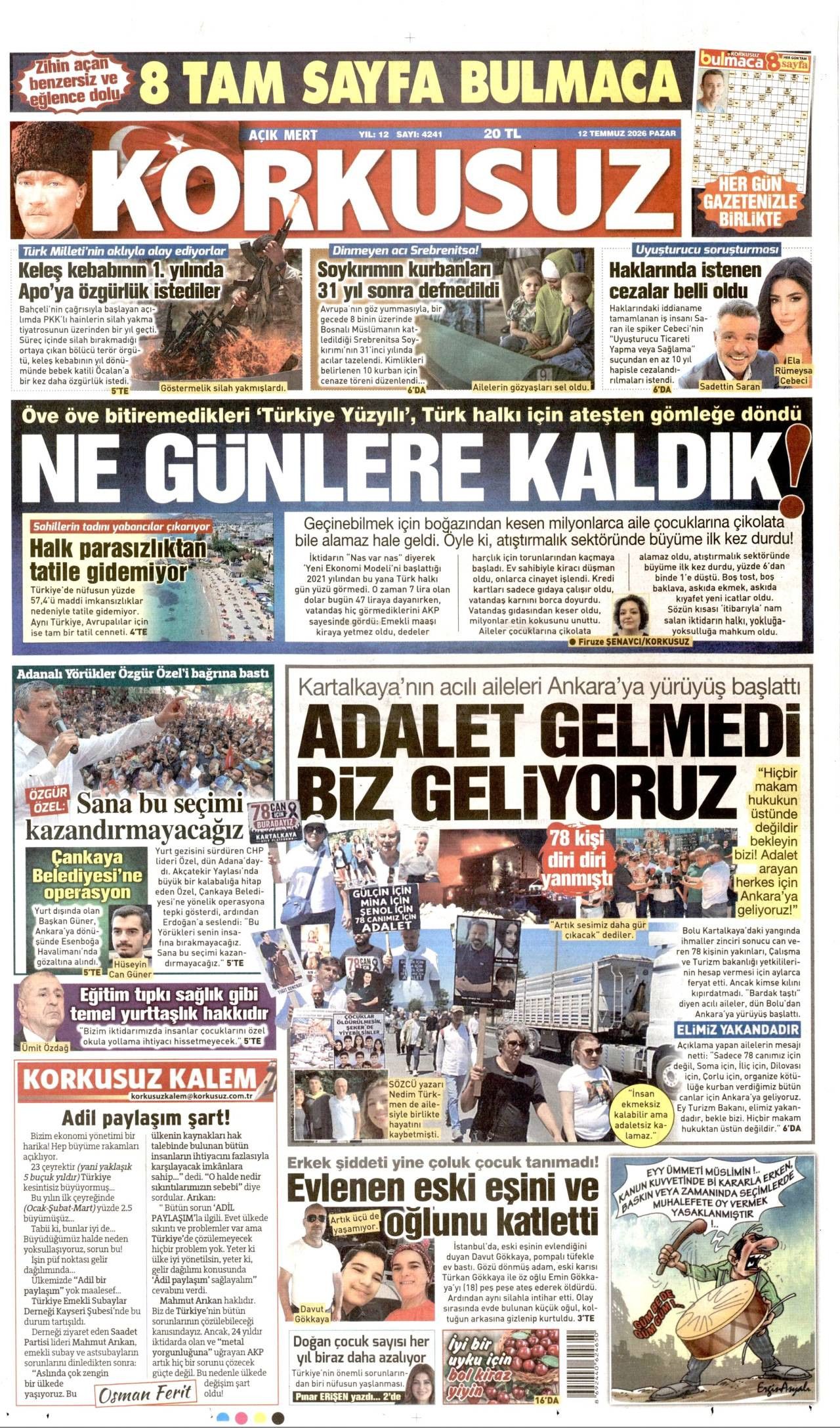 Korkusuz Gazetesi Gazete Manşeti